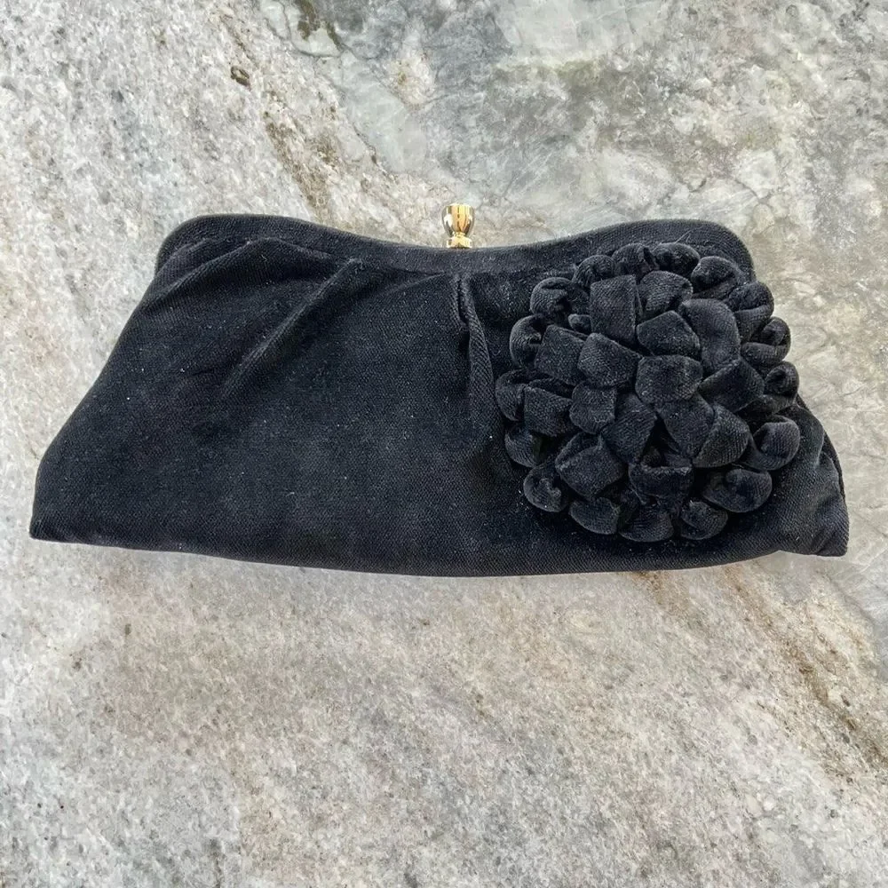 Banana Republic Black Velvet Clutch